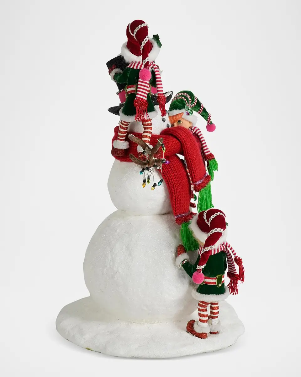 Katherine 's Collection Merry Snowman with Elves Christmas Decor | Thumbnail 2 Katherine 's Collection Merry Snowman with Elves Christmas Decor | Thumbnail 2