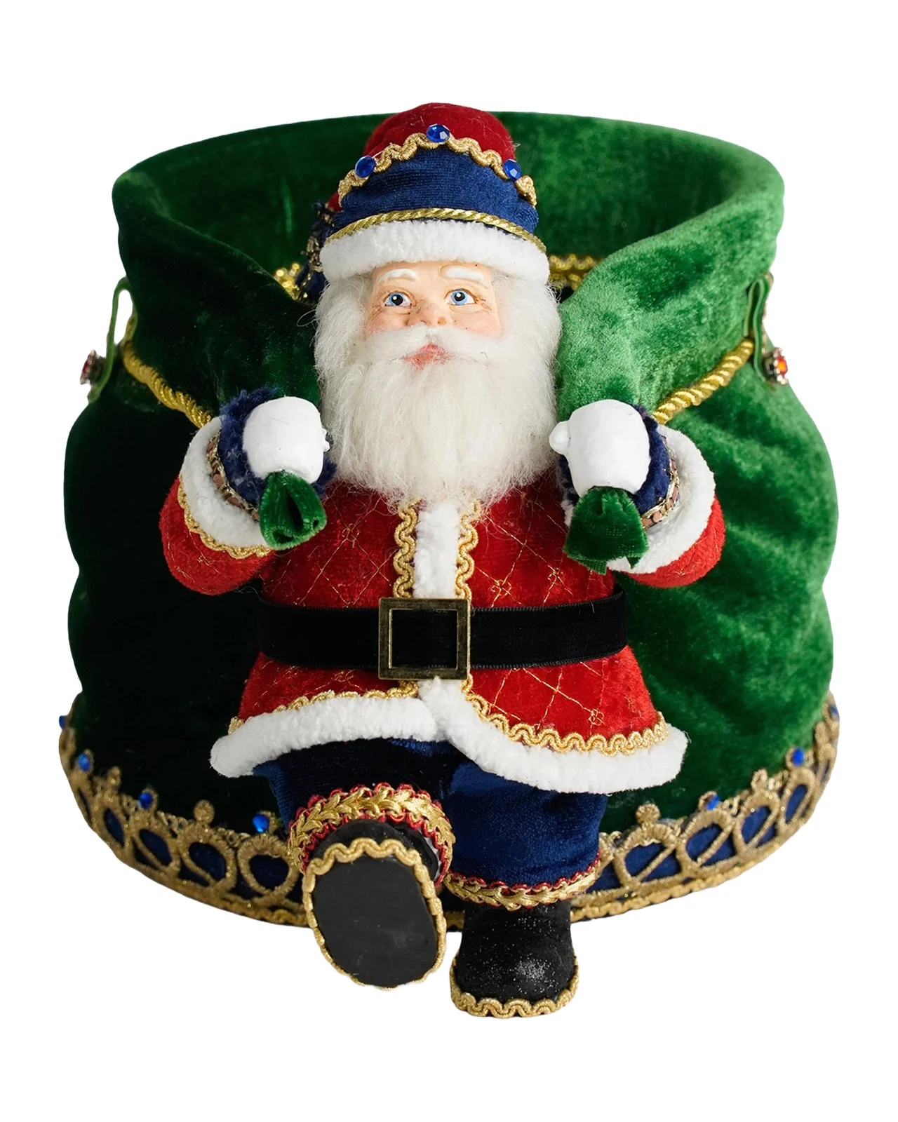 Katherine 's Collection Little Santa with Big Candy Bag Tabletop Christmas Decor