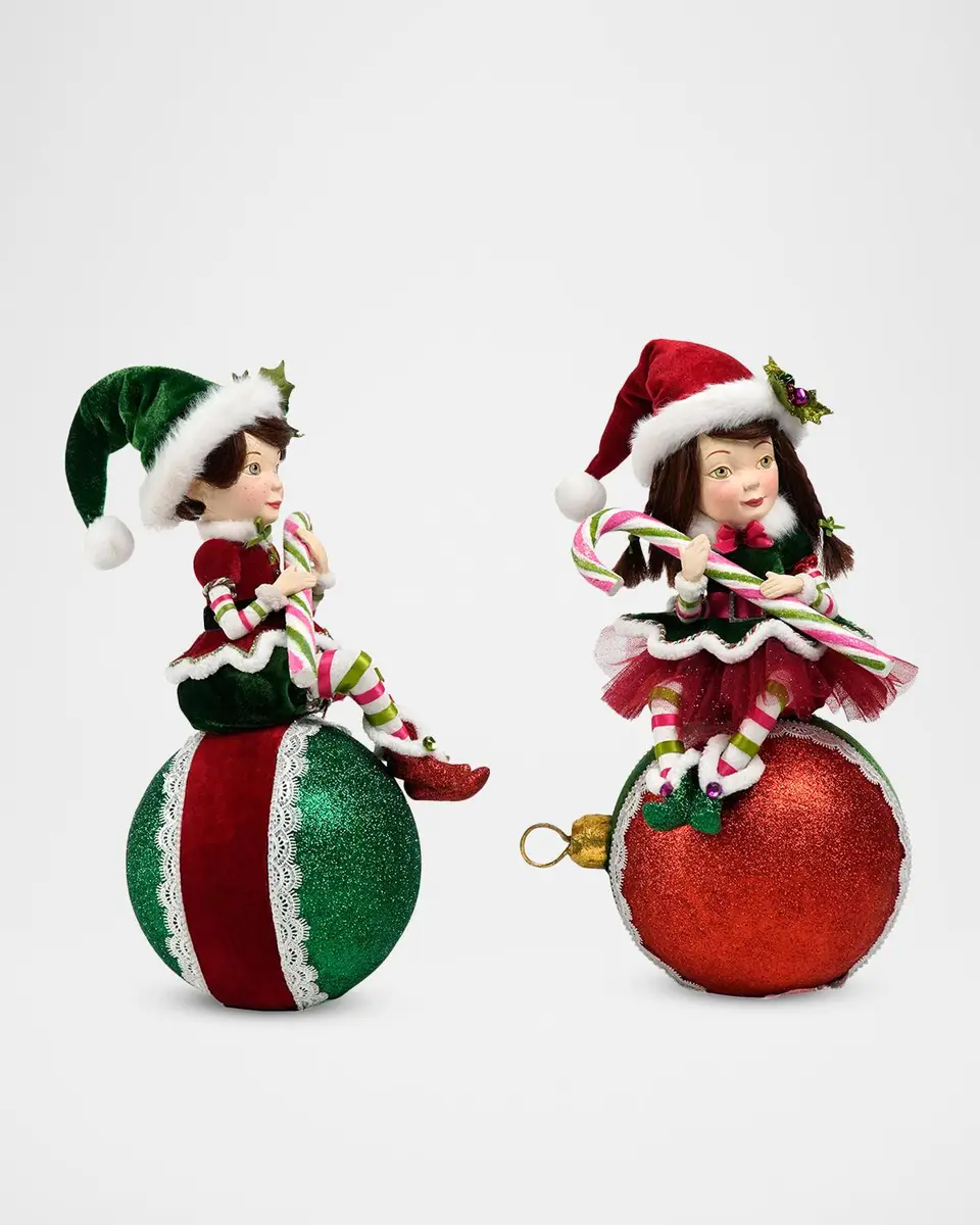 Katherine 's Collection Merry & Magnificent Christmas 2-Piece Elves On Ornament Tabletop Doll Set | Thumbnail 2 Katherine 's Collection Merry & Magnificent Christmas 2-Piece Elves On Ornament Tabletop Doll Set | Thumbnail 2