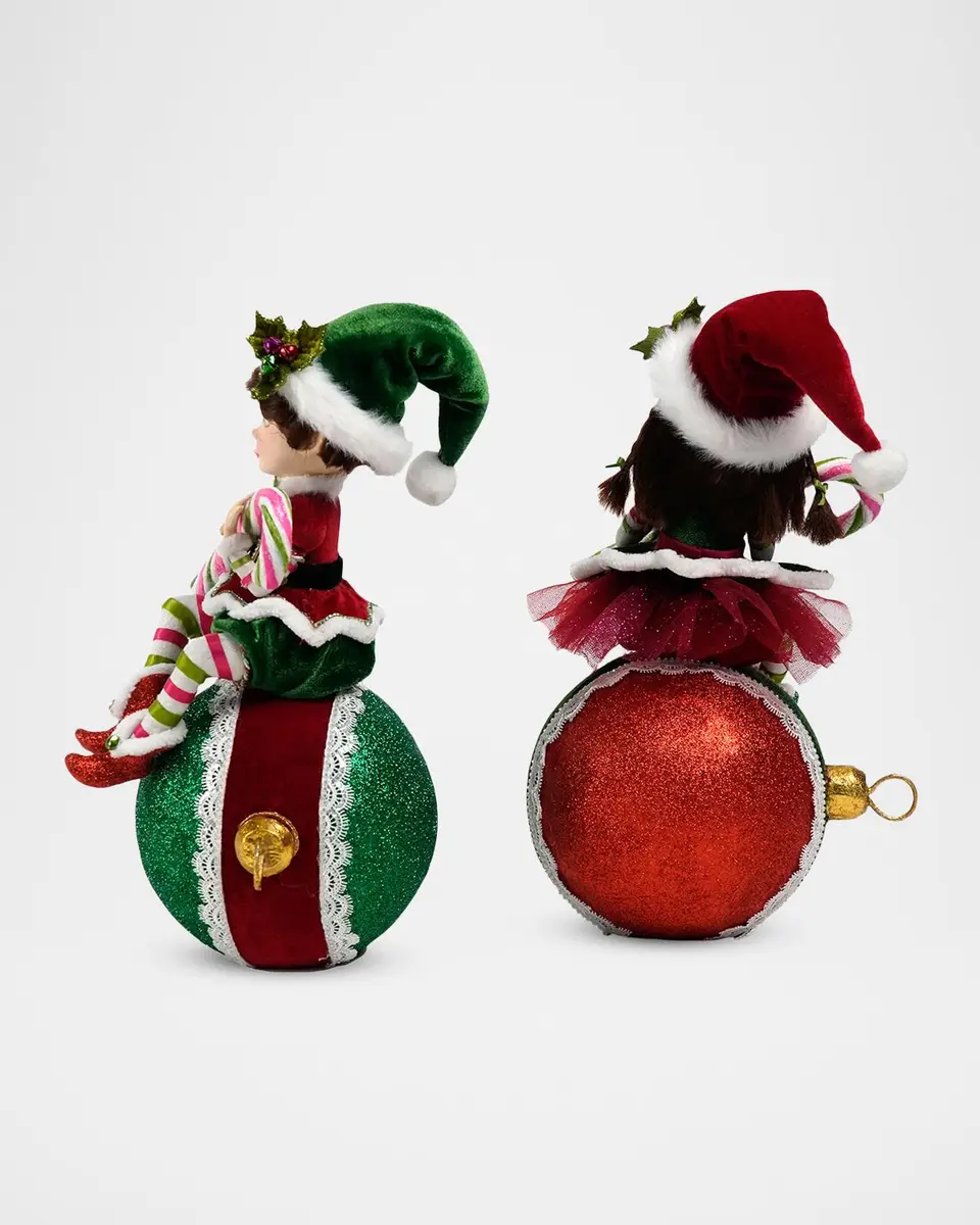 Katherine 's Collection Merry & Magnificent Christmas 2-Piece Elves On Ornament Tabletop Doll Set | Thumbnail 4 Katherine 's Collection Merry & Magnificent Christmas 2-Piece Elves On Ornament Tabletop Doll Set | Thumbnail 4