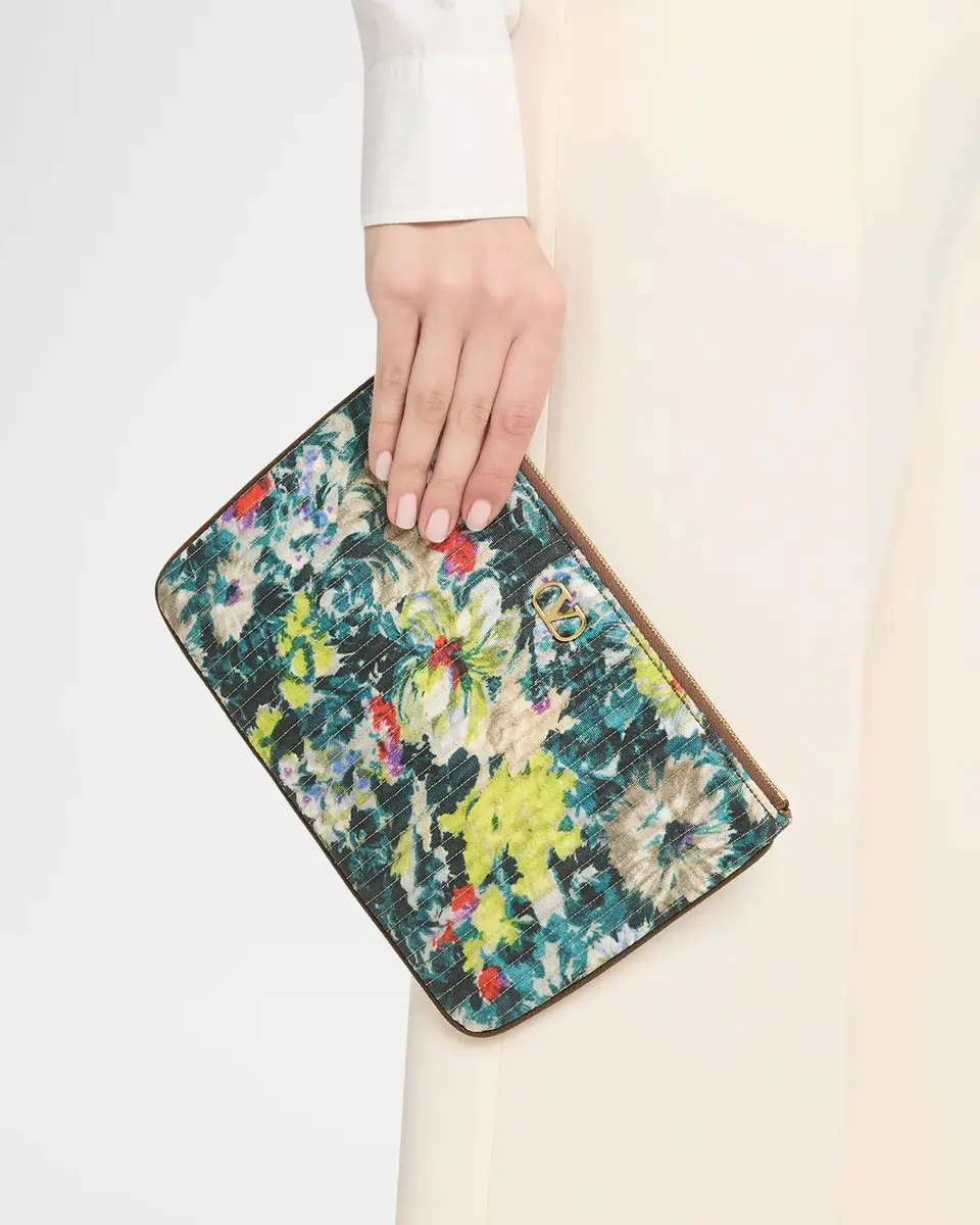 Valentino Garavani Vlogo Floral Jacquard Pouch Bag | Thumbnail 2