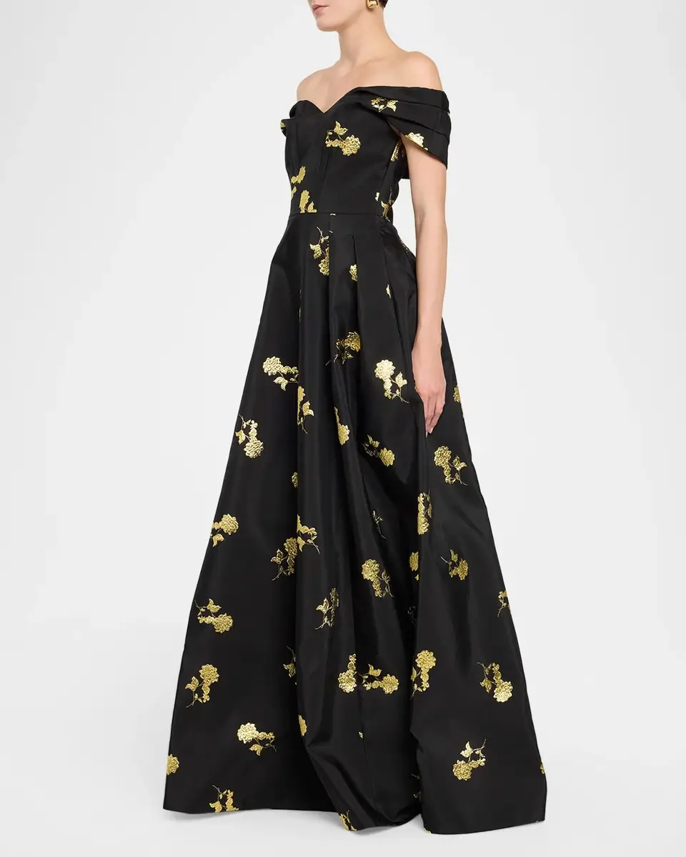 Rebecca Vallance Mariya Floral Jacquard Gown | Thumbnail 4