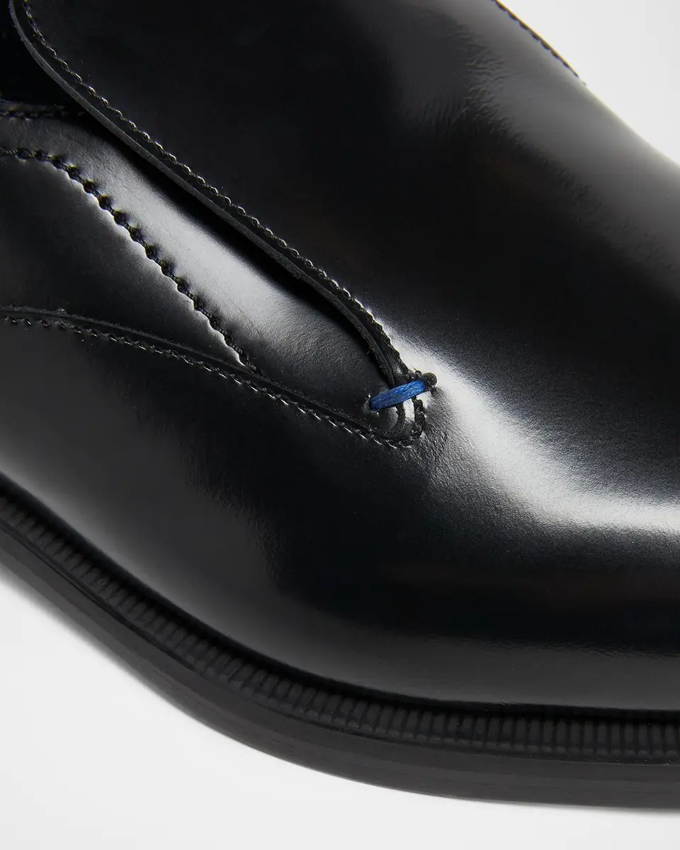 Lanvin Men's Stacked Heel Leather Loafers | Thumbnail 3
