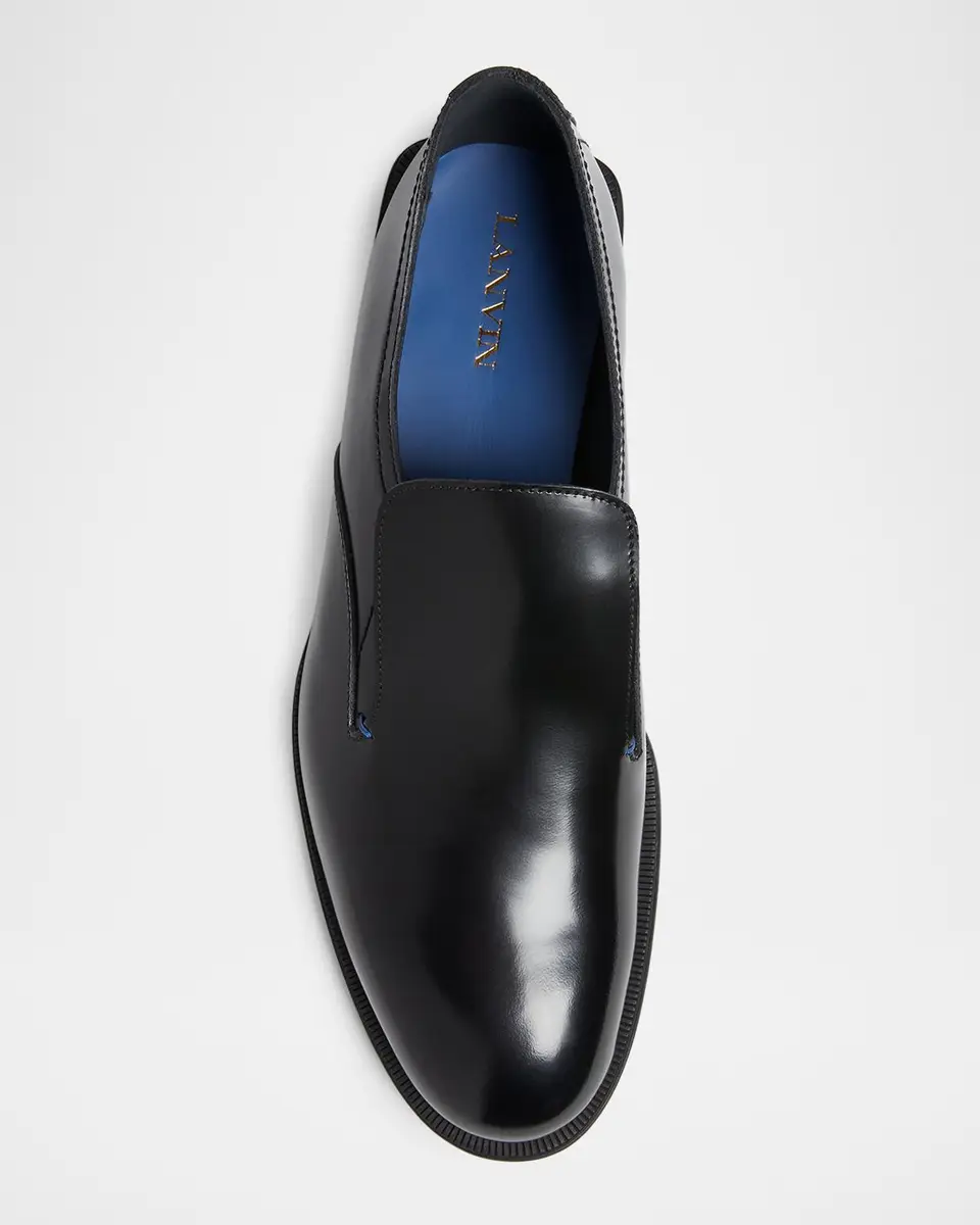 Lanvin Men's Stacked Heel Leather Loafers | Thumbnail 4