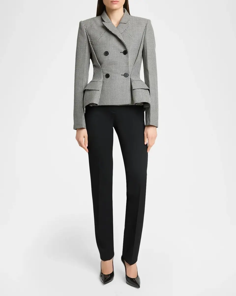 Givenchy Houndstooth Wool-Mohair Pinched Peplum Jacket | Thumbnail 2 Givenchy Houndstooth Wool-Mohair Pinched Peplum Jacket | Thumbnail 2