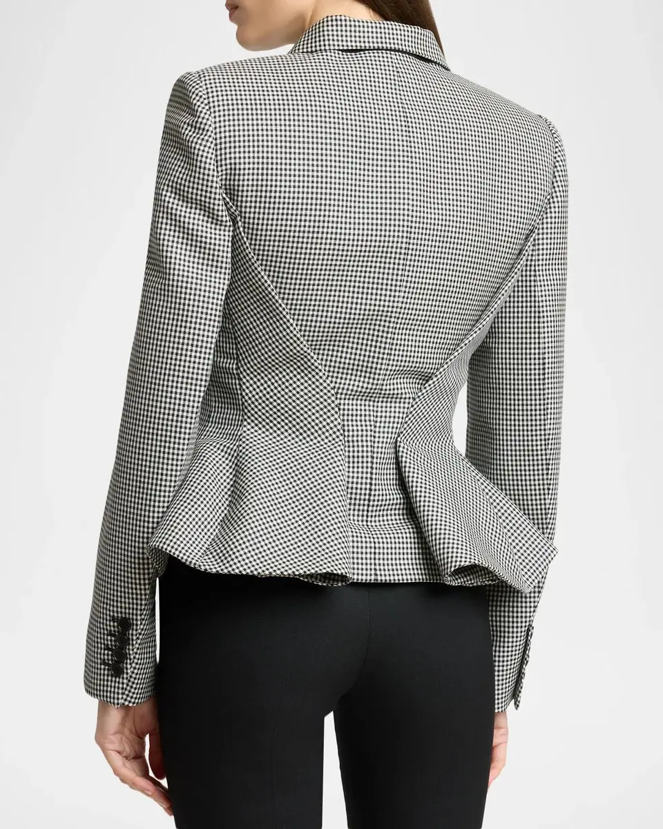 Givenchy Houndstooth Wool-Mohair Pinched Peplum Jacket | Thumbnail 3 Givenchy Houndstooth Wool-Mohair Pinched Peplum Jacket | Thumbnail 3