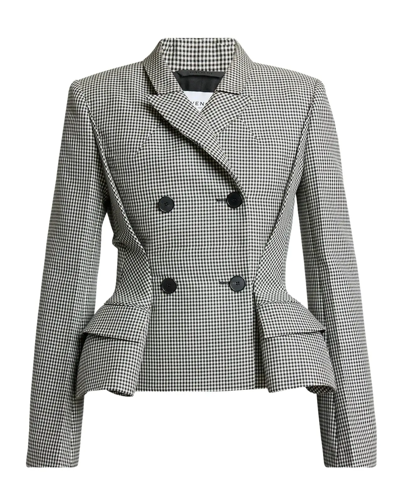 Givenchy Houndstooth Wool-Mohair Pinched Peplum Jacket