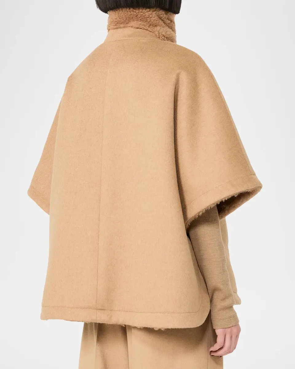 Max Mara Men's Camel Wool and Teddy Reversible Cape | Thumbnail 3 Max Mara Men's Camel Wool and Teddy Reversible Cape | Thumbnail 3