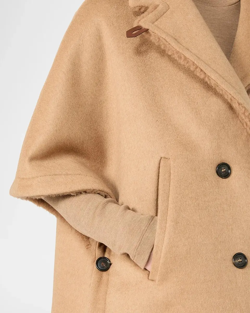 Max Mara Men's Camel Wool and Teddy Reversible Cape | Thumbnail 5 Max Mara Men's Camel Wool and Teddy Reversible Cape | Thumbnail 5