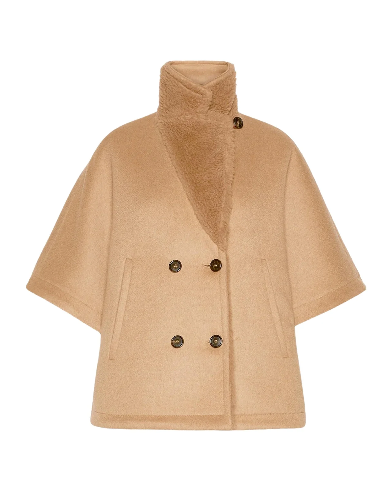 Max Mara Men's Camel Wool and Teddy Reversible Cape