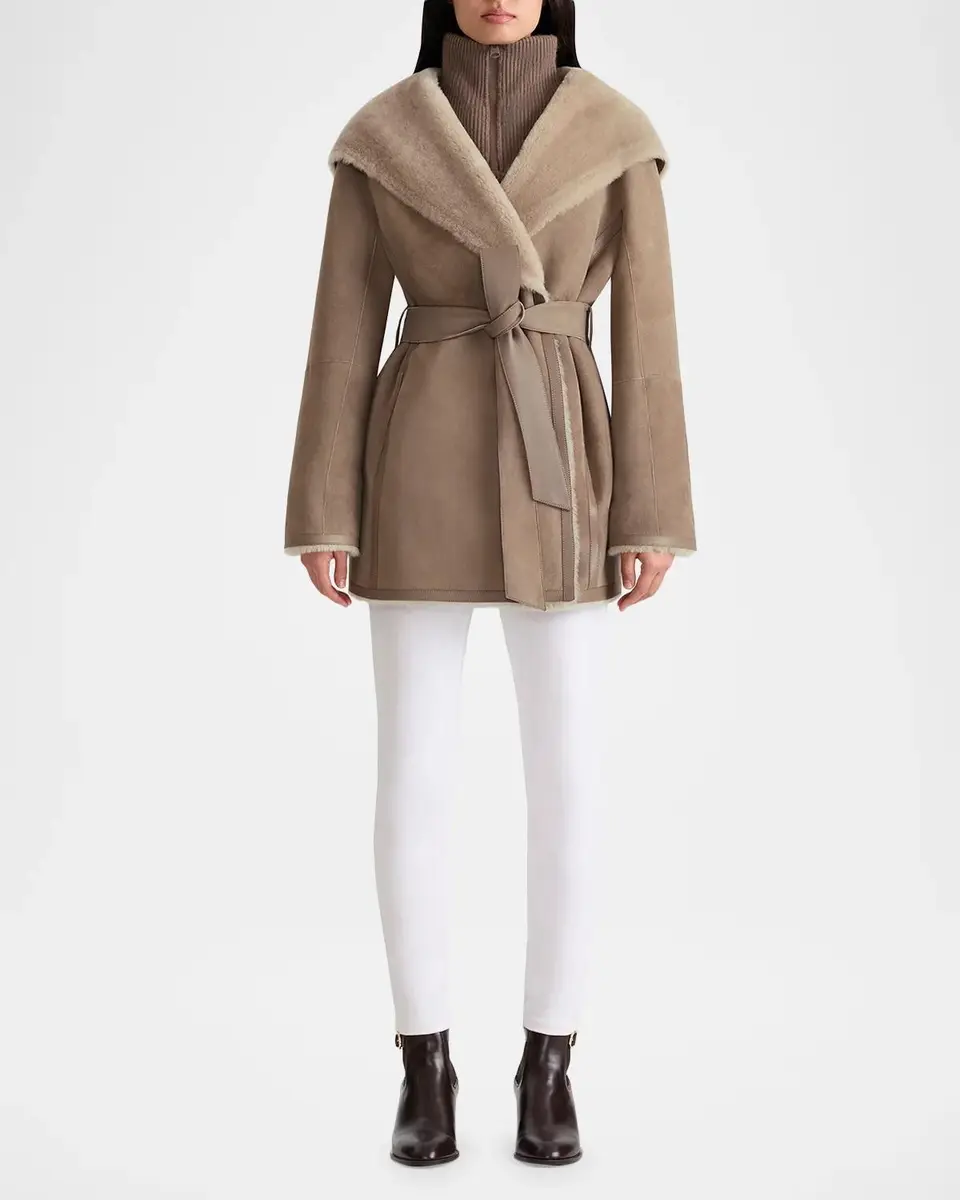 Mackage Valencia Suede and Shearling Reversible Wrap Coat | Thumbnail 2
