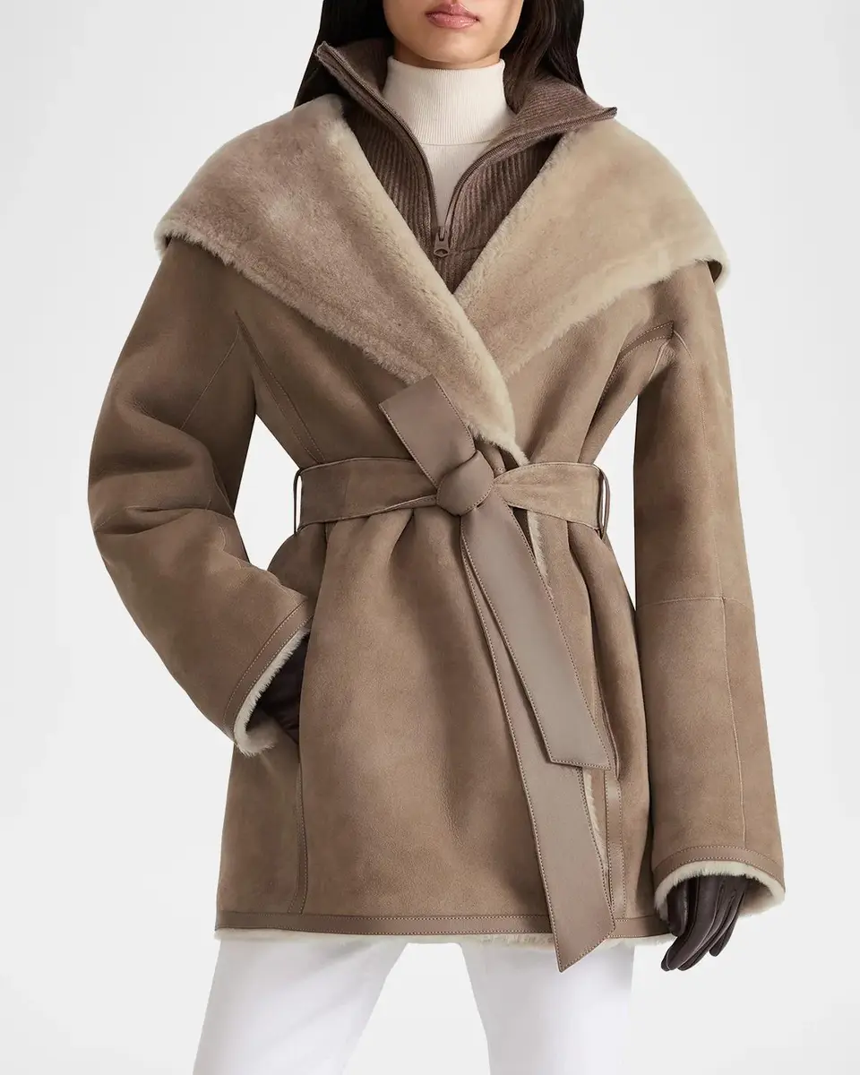 Mackage Valencia Suede and Shearling Reversible Wrap Coat | Thumbnail 4