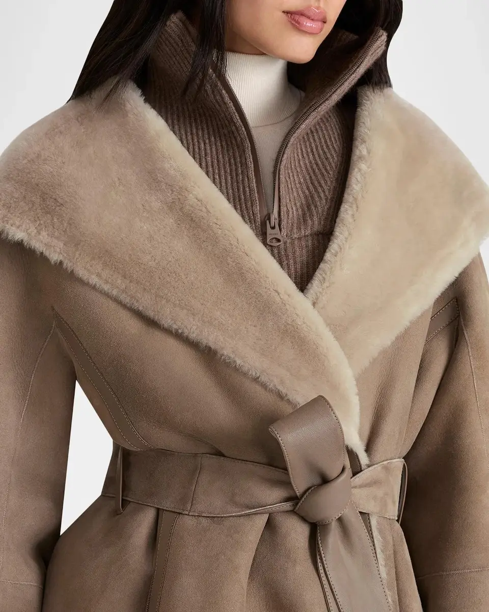 Mackage Valencia Suede and Shearling Reversible Wrap Coat | Thumbnail 5