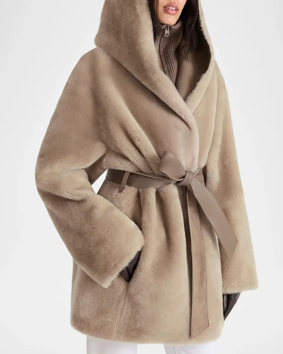Mackage Valencia Suede and Shearling Reversible Wrap Coat | Thumbnail 6