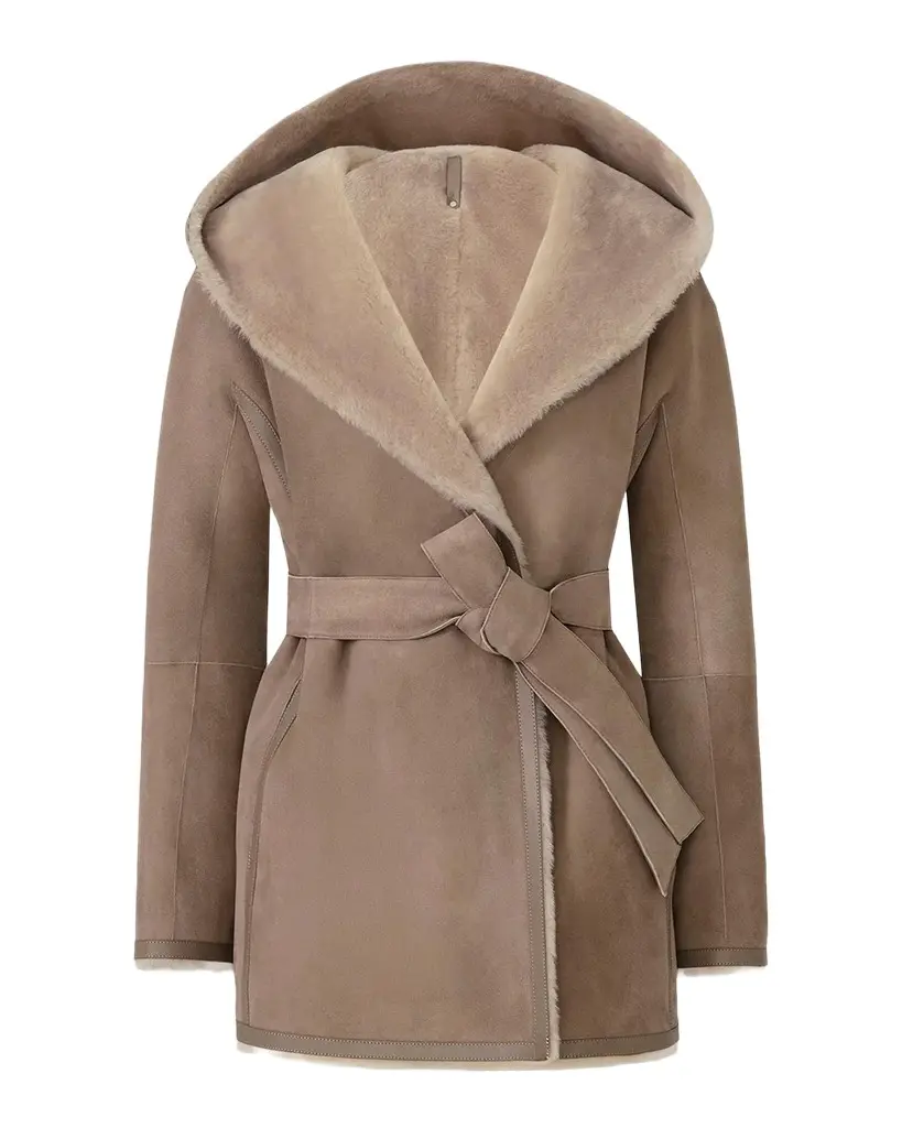 Valencia Suede and Shearling Reversible Wrap Coat