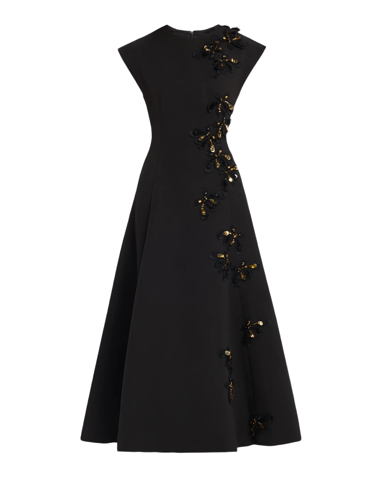 Bibhu Mohapatra Floral Embellished Cady Cap-Sleeve Midi Dress
