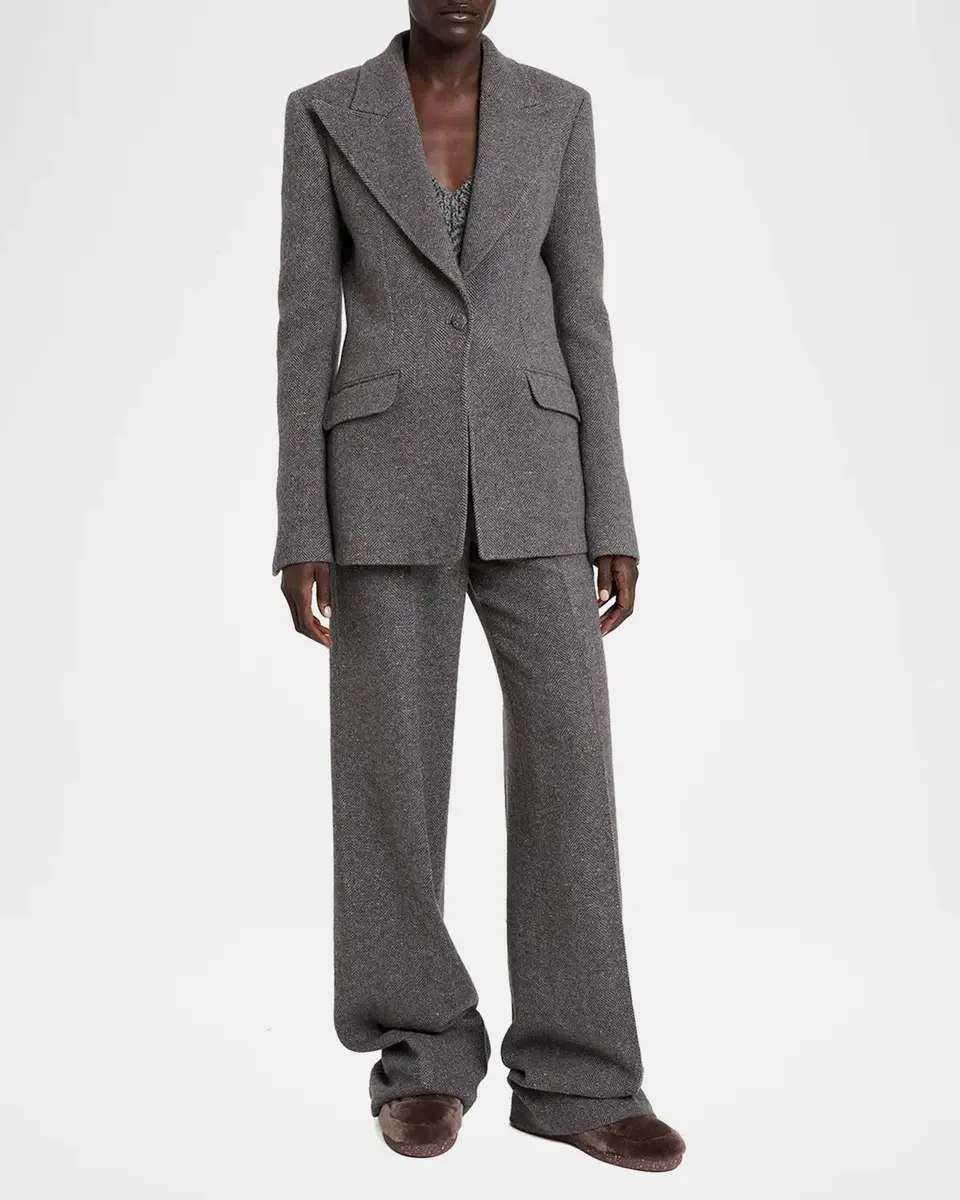Gabriela Hearst Norman Herringbone Belted Straight-Leg Pants | Thumbnail 2 Gabriela Hearst Norman Herringbone Belted Straight-Leg Pants | Thumbnail 2