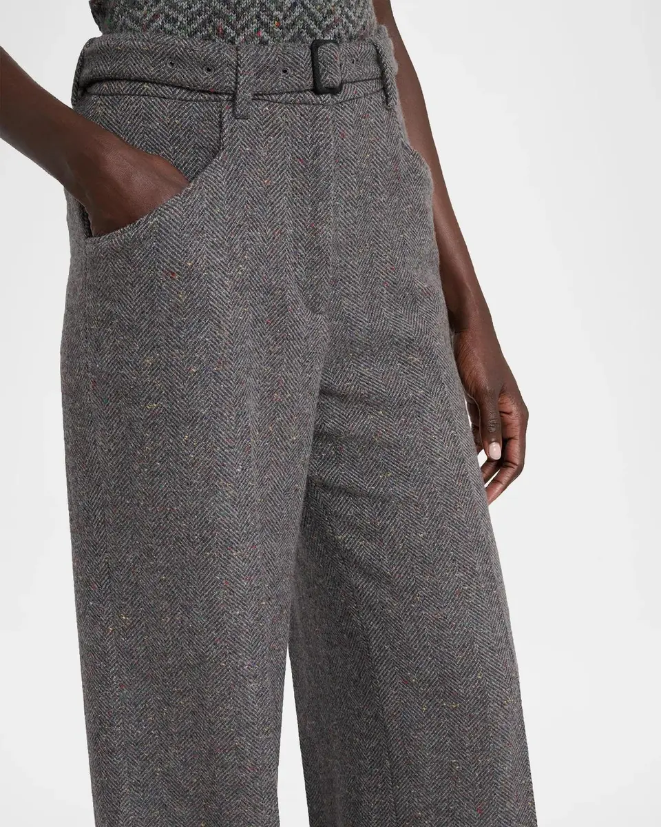 Gabriela Hearst Norman Herringbone Belted Straight-Leg Pants | Thumbnail 5 Gabriela Hearst Norman Herringbone Belted Straight-Leg Pants | Thumbnail 5