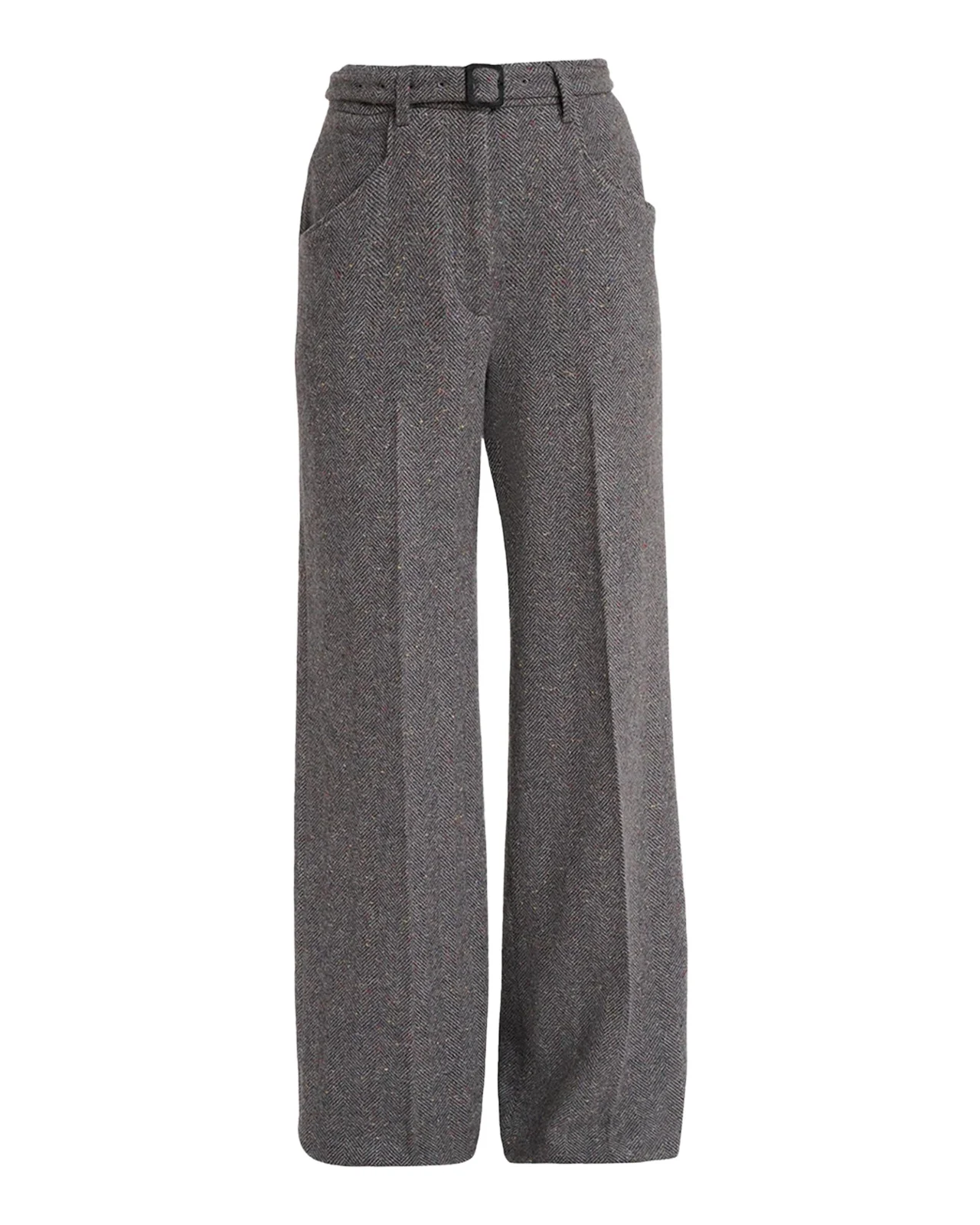 Gabriela Hearst Norman Herringbone Belted Straight-Leg Pants