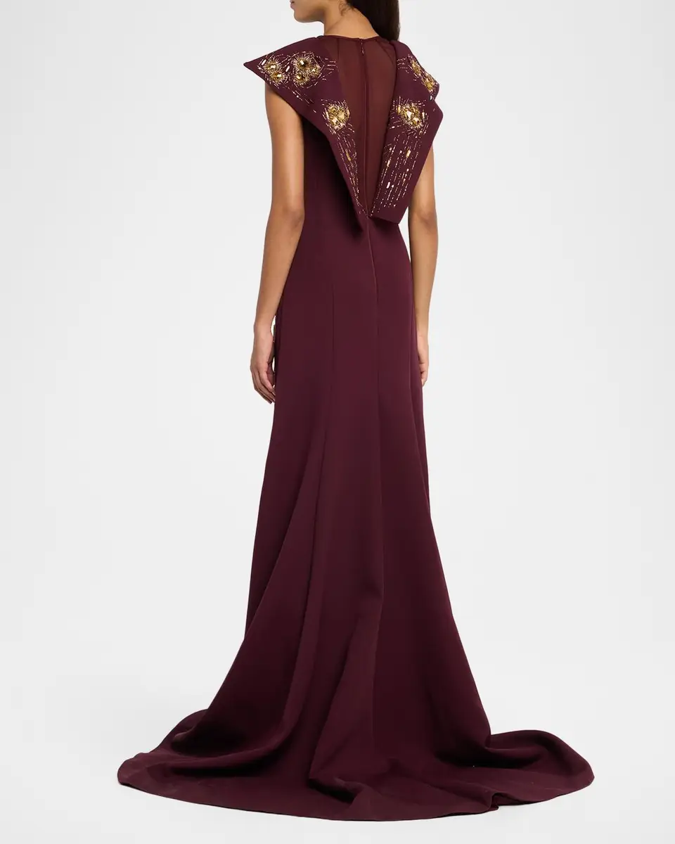 Bibhu Mohapatra Crystal Embellished Cady Trumpet Gown | Thumbnail 3 Bibhu Mohapatra Crystal Embellished Cady Trumpet Gown | Thumbnail 3