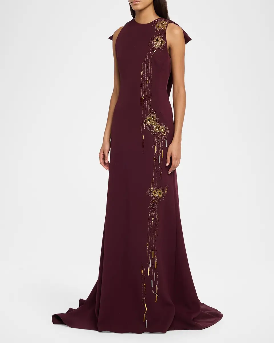Bibhu Mohapatra Crystal Embellished Cady Trumpet Gown | Thumbnail 4 Bibhu Mohapatra Crystal Embellished Cady Trumpet Gown | Thumbnail 4