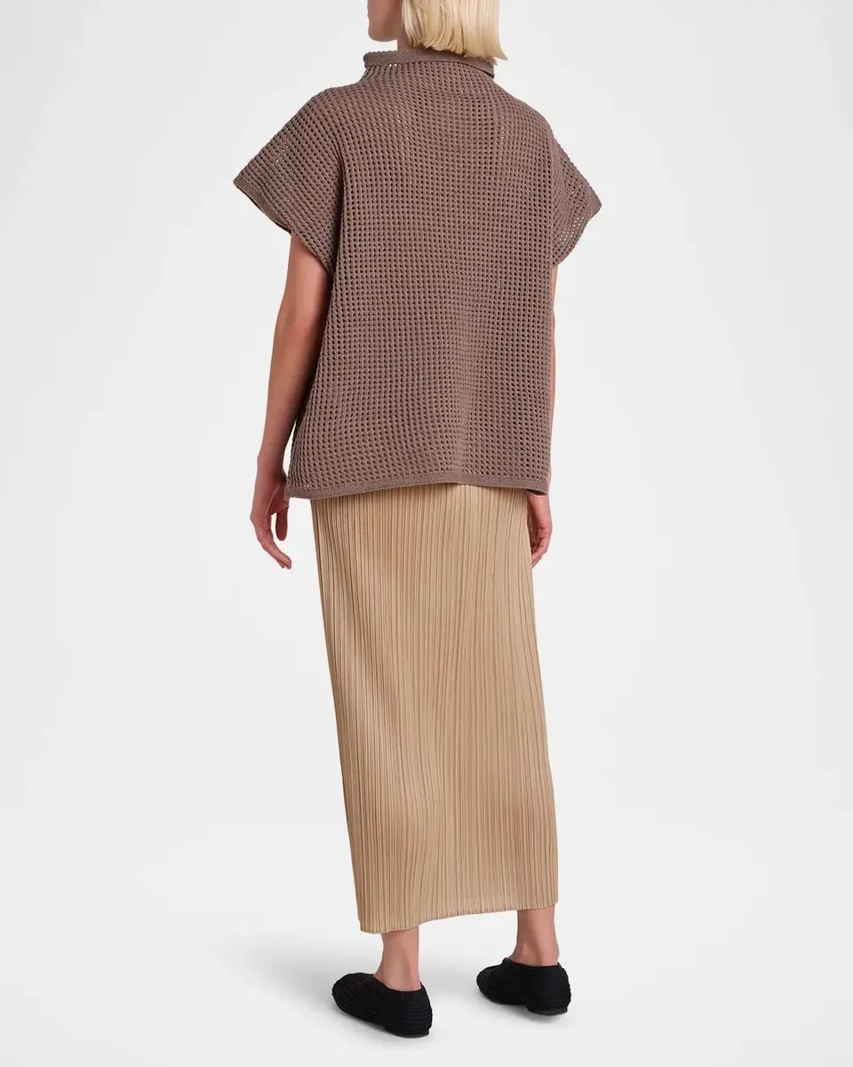 Issey Miyake Funnel-Neck Dot Open Knit Short-Sleeve Top | Thumbnail 3 Issey Miyake Funnel-Neck Dot Open Knit Short-Sleeve Top | Thumbnail 3