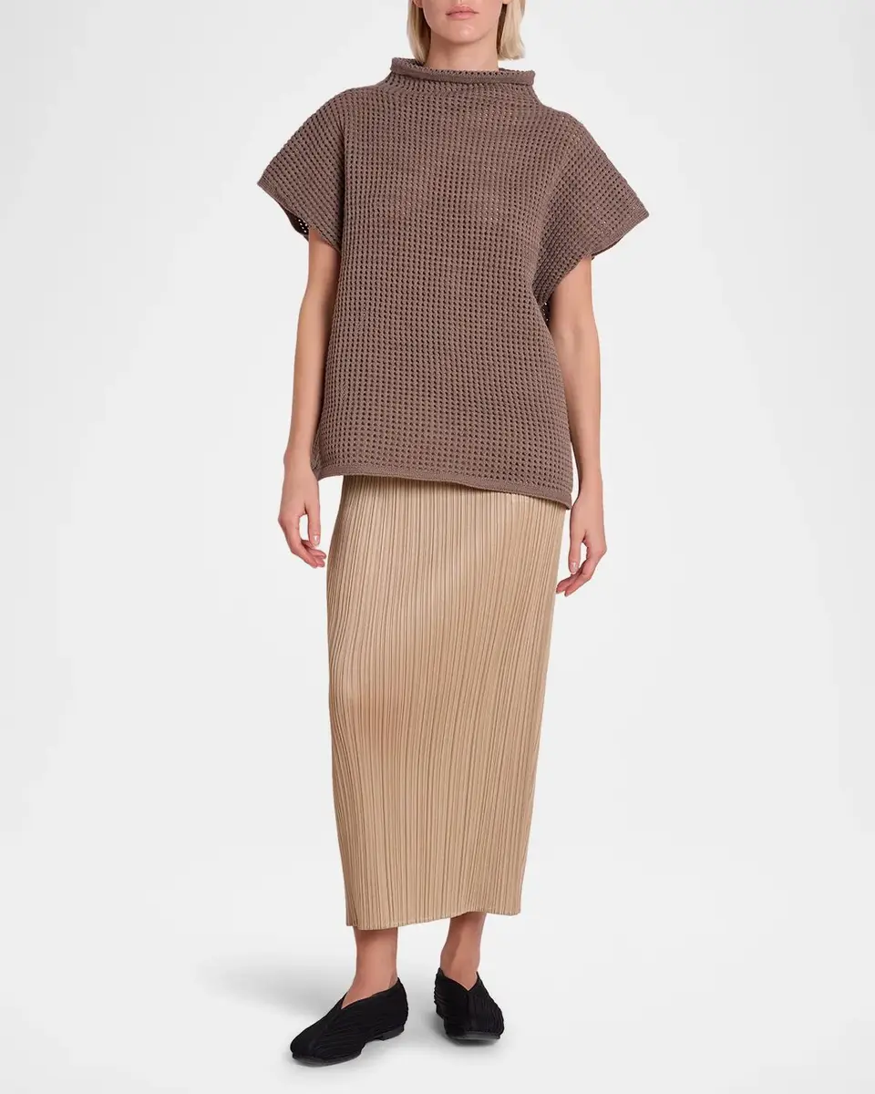 Issey Miyake Funnel-Neck Dot Open Knit Short-Sleeve Top | Thumbnail 4 Issey Miyake Funnel-Neck Dot Open Knit Short-Sleeve Top | Thumbnail 4