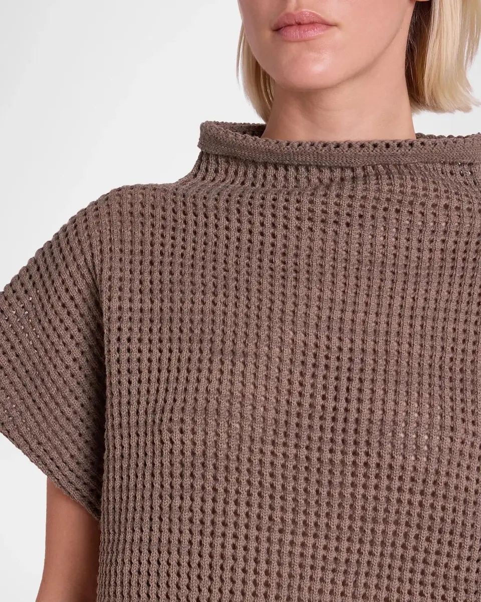 Issey Miyake Funnel-Neck Dot Open Knit Short-Sleeve Top | Thumbnail 5 Issey Miyake Funnel-Neck Dot Open Knit Short-Sleeve Top | Thumbnail 5