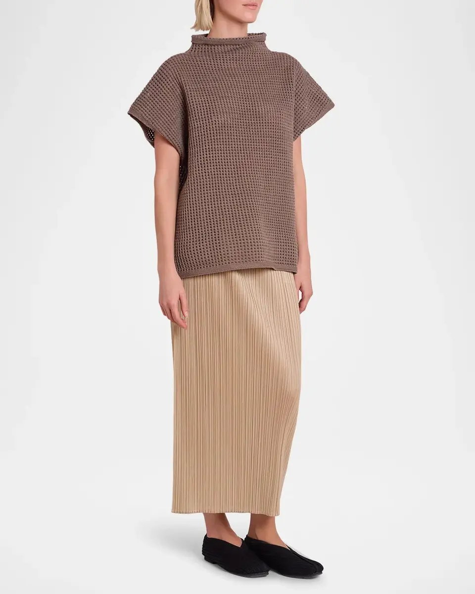 Issey Miyake Funnel-Neck Dot Open Knit Short-Sleeve Top | Thumbnail 6 Issey Miyake Funnel-Neck Dot Open Knit Short-Sleeve Top | Thumbnail 6