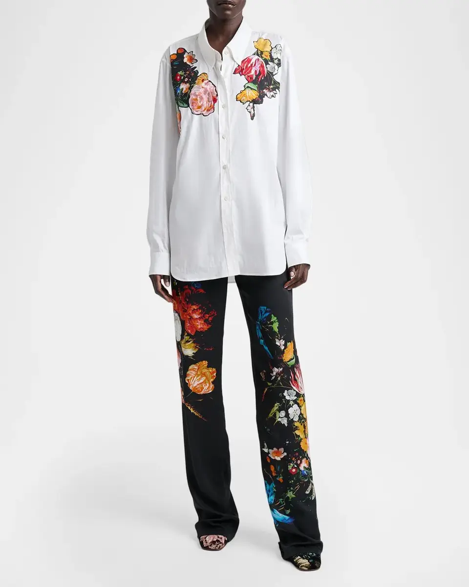 Dries Van Noten Floral Print Straight-Leg Drawstring Pants | Thumbnail 2