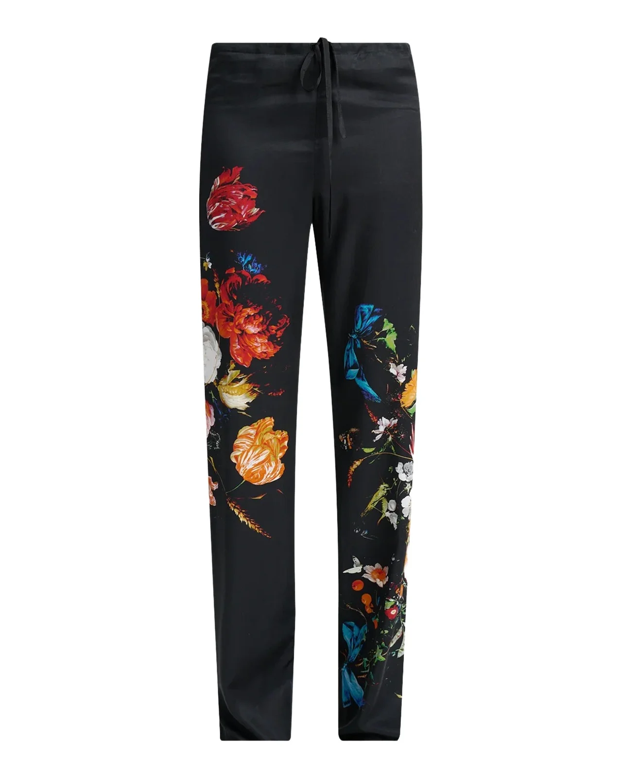 Floral Print Straight-Leg Drawstring Pants Floral Print Straight-Leg Drawstring Pants