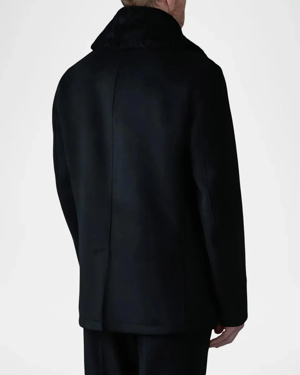 Mackage Men's Cole Wool Double-Breasted Jacket with Shearling Collar | Thumbnail 3 Mackage Men's Cole Wool Double-Breasted Jacket with Shearling Collar | Thumbnail 3