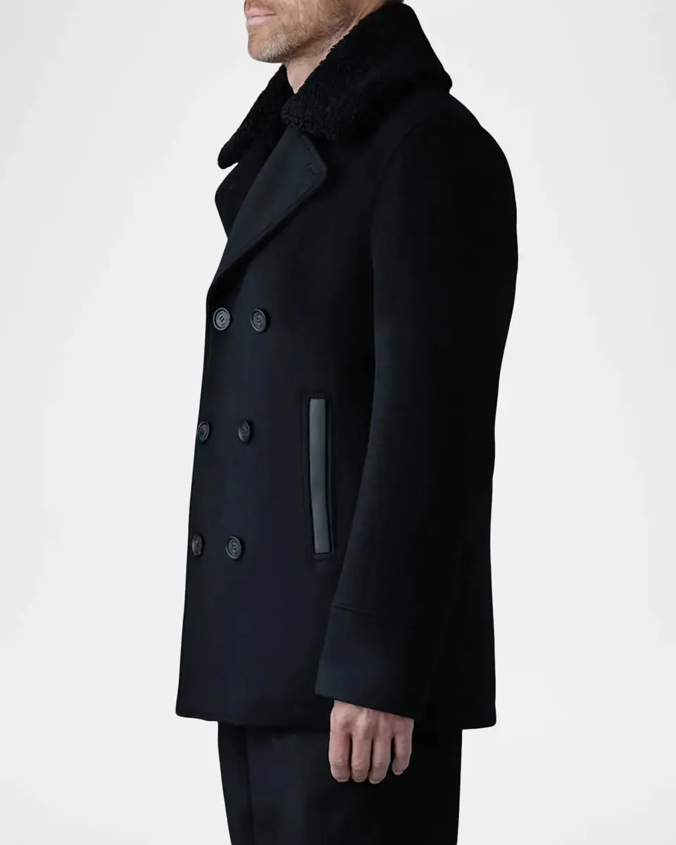 Mackage Men's Cole Wool Double-Breasted Jacket with Shearling Collar | Thumbnail 5 Mackage Men's Cole Wool Double-Breasted Jacket with Shearling Collar | Thumbnail 5