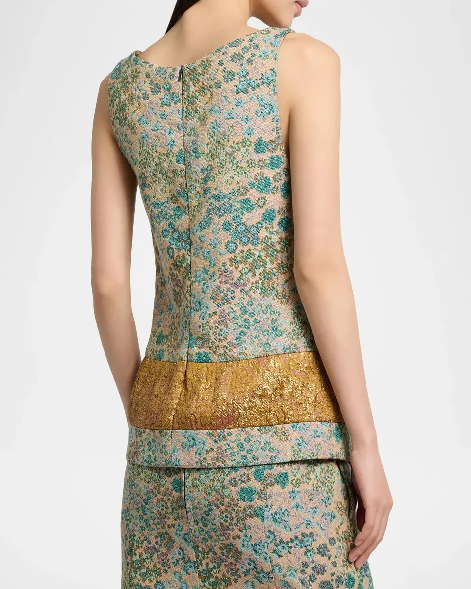 Dries Van Noten V-Neck Floral Jacquard Sleeveless Top | Thumbnail 3