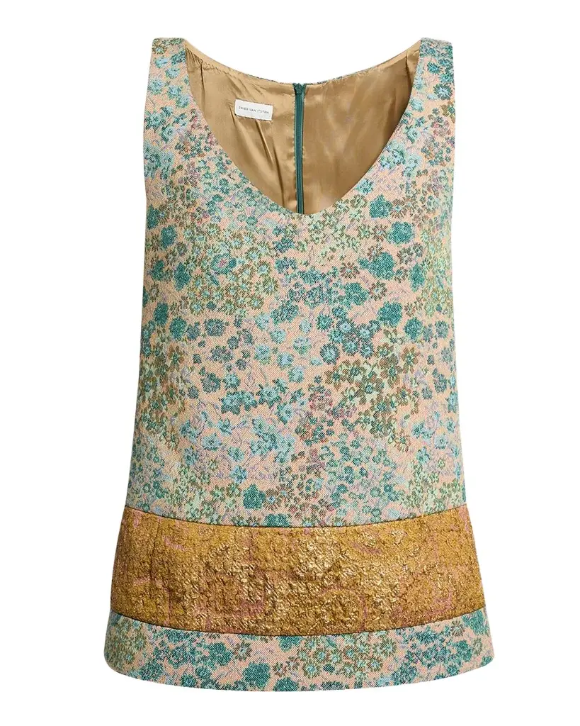 Dries Van Noten V-Neck Floral Jacquard Sleeveless Top