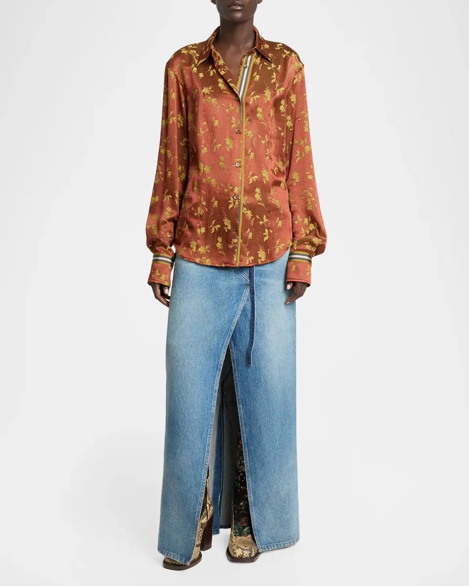 Dries Van Noten Floral Jacquard Button-Down Shirt | Thumbnail 2