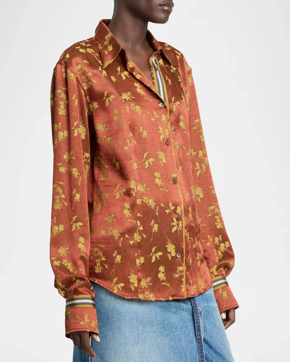 Dries Van Noten Floral Jacquard Button-Down Shirt | Thumbnail 4