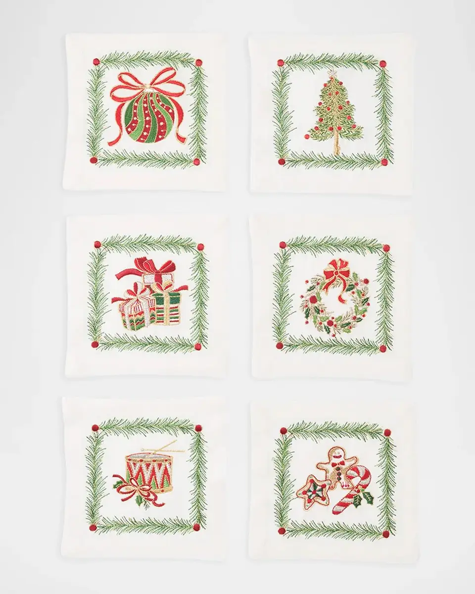 Kim Seybert Christmas Trellis 6-Piece Linen Napkin Set | Thumbnail 2