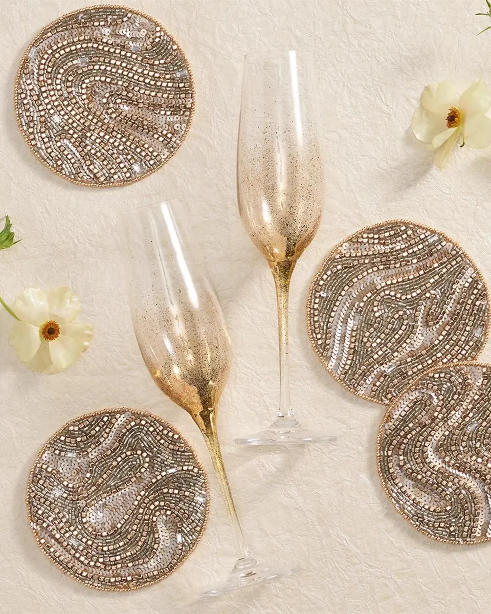 Kim Seybert Luster Beaded Coasters, Set of 4 | Thumbnail 3 Kim Seybert Luster Beaded Coasters, Set of 4 | Thumbnail 3
