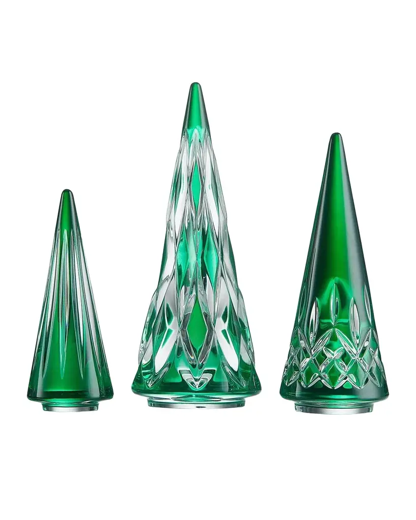 William Yeoward Crystal Standing Christmas Tree Tabletop Decor, Set of 3