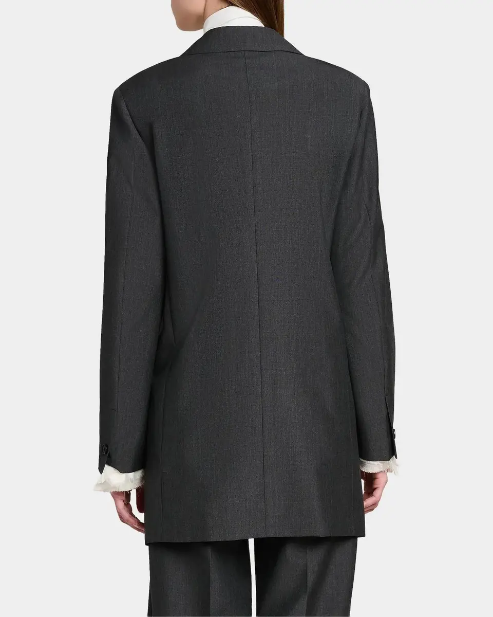 Jil Sander Fil-a-Fil Wool Long Jacket | Thumbnail 3 Jil Sander Fil-a-Fil Wool Long Jacket | Thumbnail 3