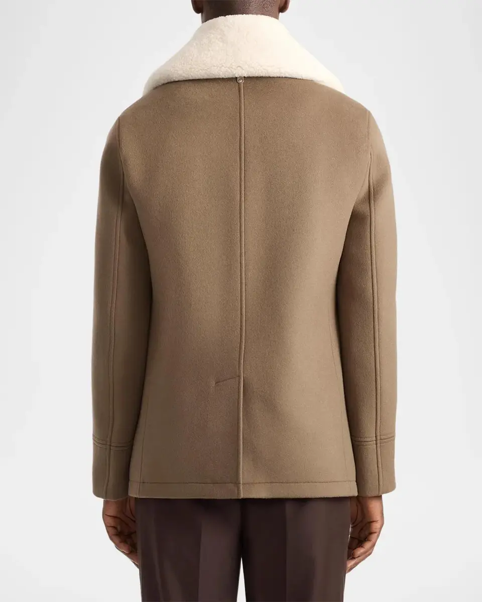 Mackage Men's Cole Wool Double-Breasted Jacket with Shearling Collar | Thumbnail 3 Mackage Men's Cole Wool Double-Breasted Jacket with Shearling Collar | Thumbnail 3