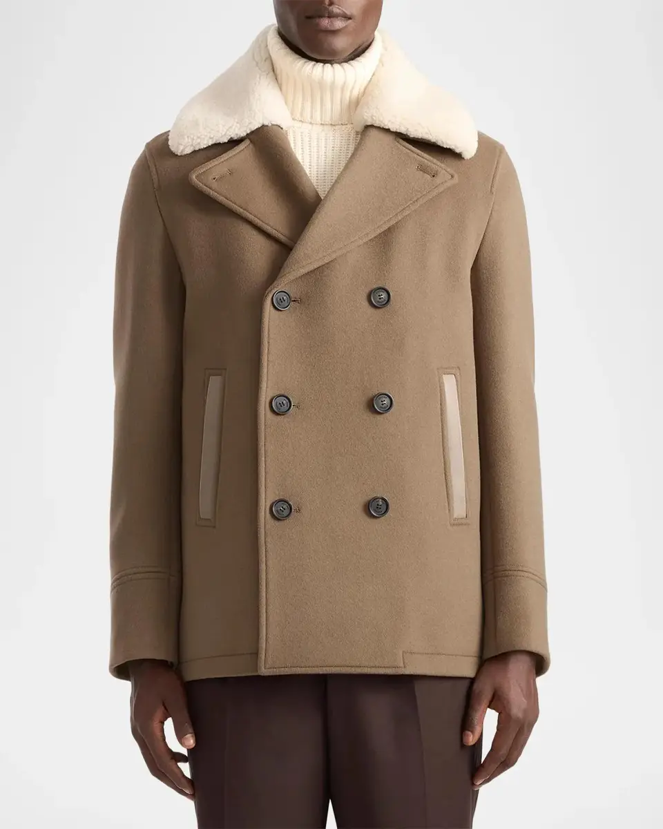 Mackage Men's Cole Wool Double-Breasted Jacket with Shearling Collar | Thumbnail 4 Mackage Men's Cole Wool Double-Breasted Jacket with Shearling Collar | Thumbnail 4