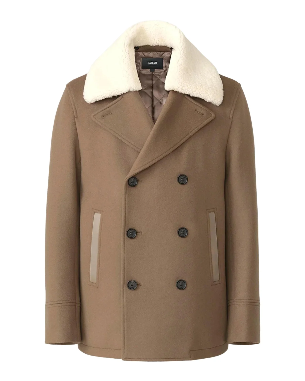 Mackage Men's Cole Wool Double-Breasted Jacket with Shearling Collar