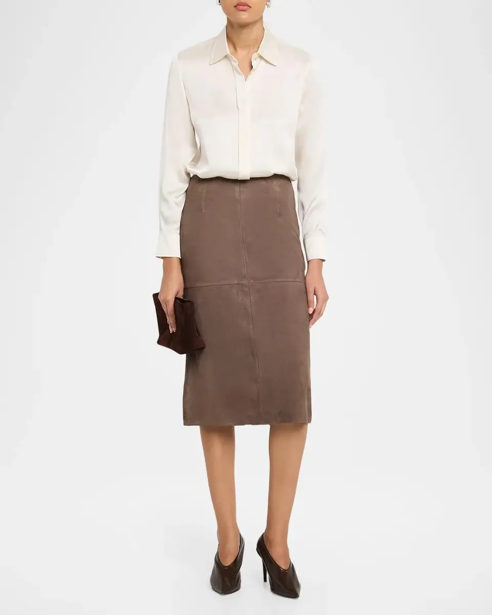 Weekend Max Mara Straight Suede Midi Skirt | Thumbnail 2 Weekend Max Mara Straight Suede Midi Skirt | Thumbnail 2