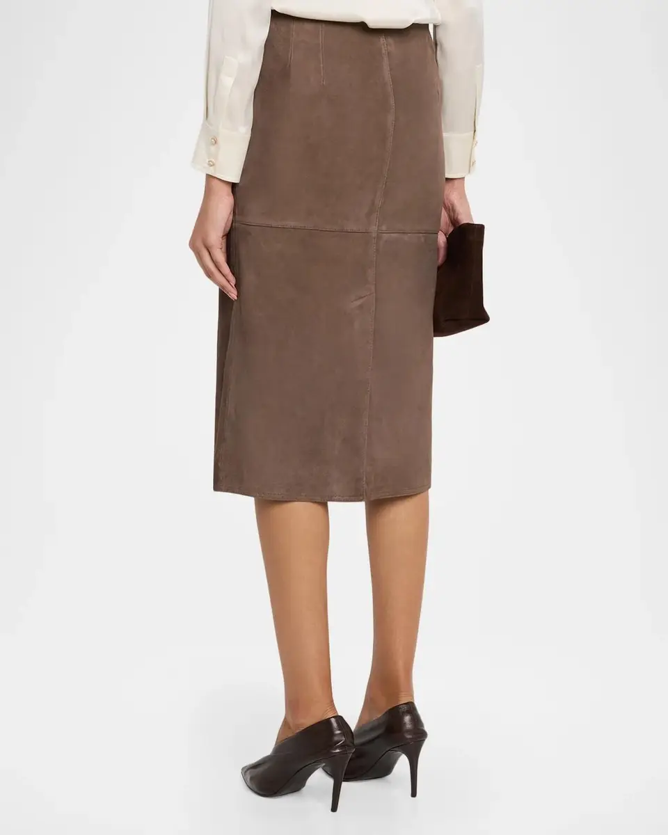 Weekend Max Mara Straight Suede Midi Skirt | Thumbnail 3 Weekend Max Mara Straight Suede Midi Skirt | Thumbnail 3