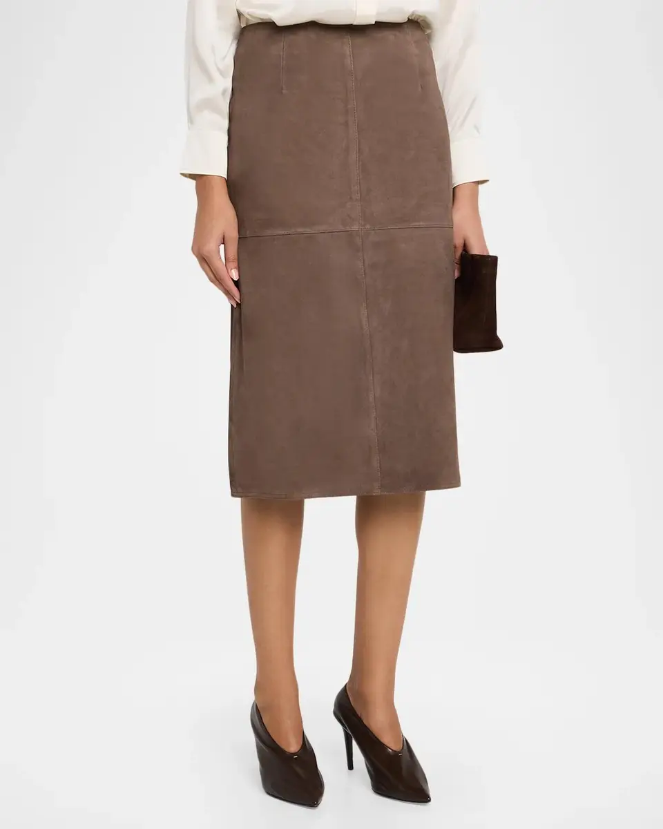Weekend Max Mara Straight Suede Midi Skirt | Thumbnail 4 Weekend Max Mara Straight Suede Midi Skirt | Thumbnail 4