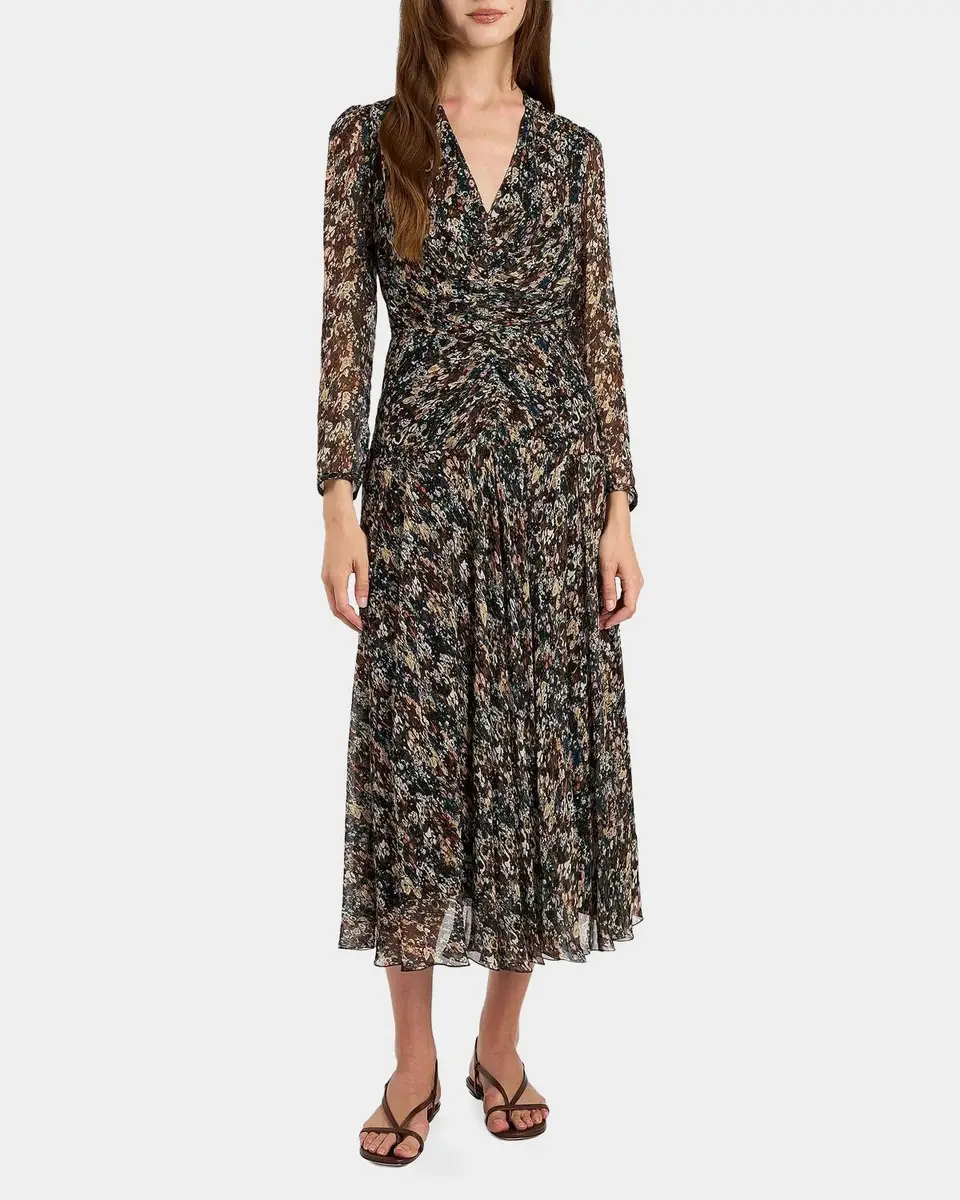 Santorelli Ruched Abstract-Print Midi Dress | Thumbnail 2 Santorelli Ruched Abstract-Print Midi Dress | Thumbnail 2