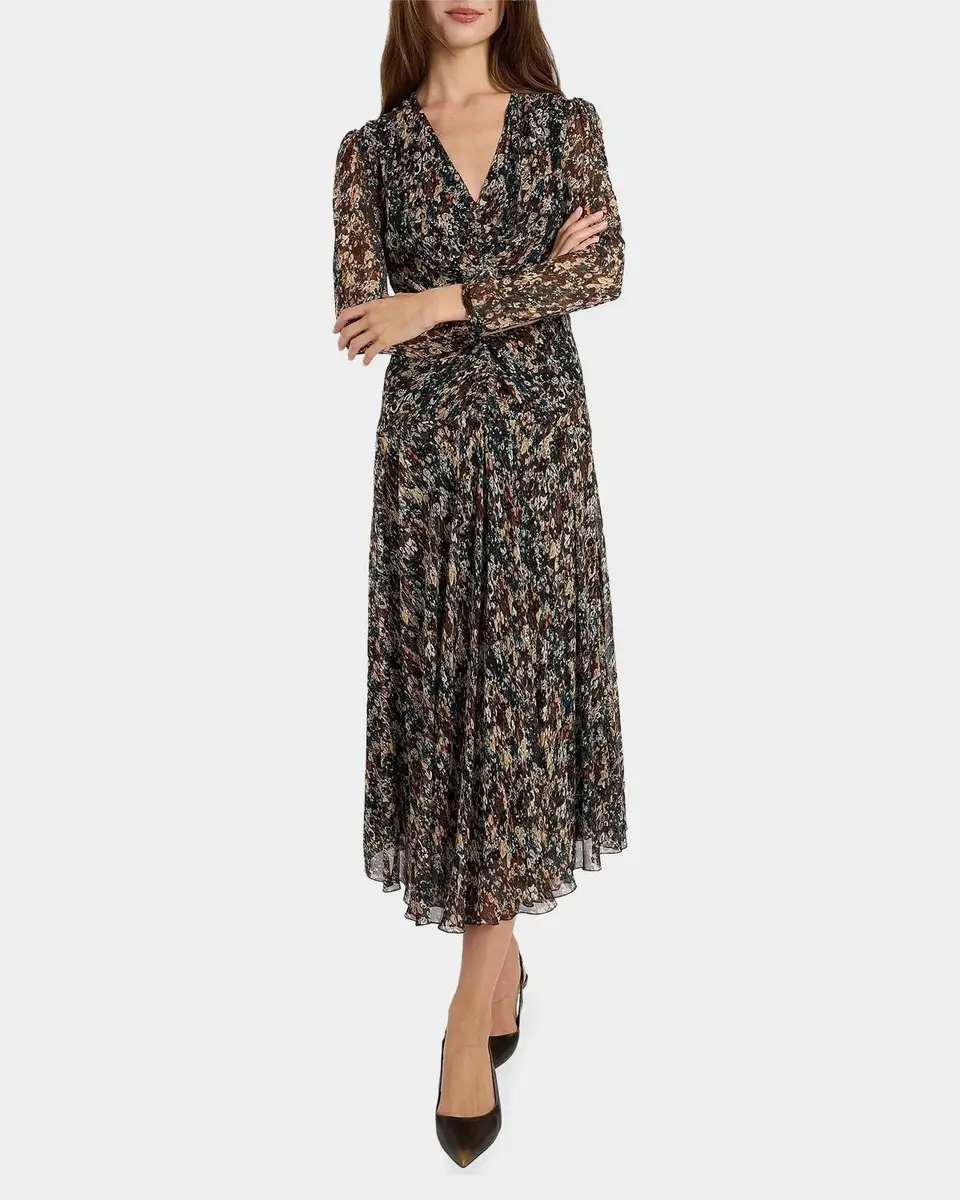 Santorelli Ruched Abstract-Print Midi Dress | Thumbnail 3 Santorelli Ruched Abstract-Print Midi Dress | Thumbnail 3