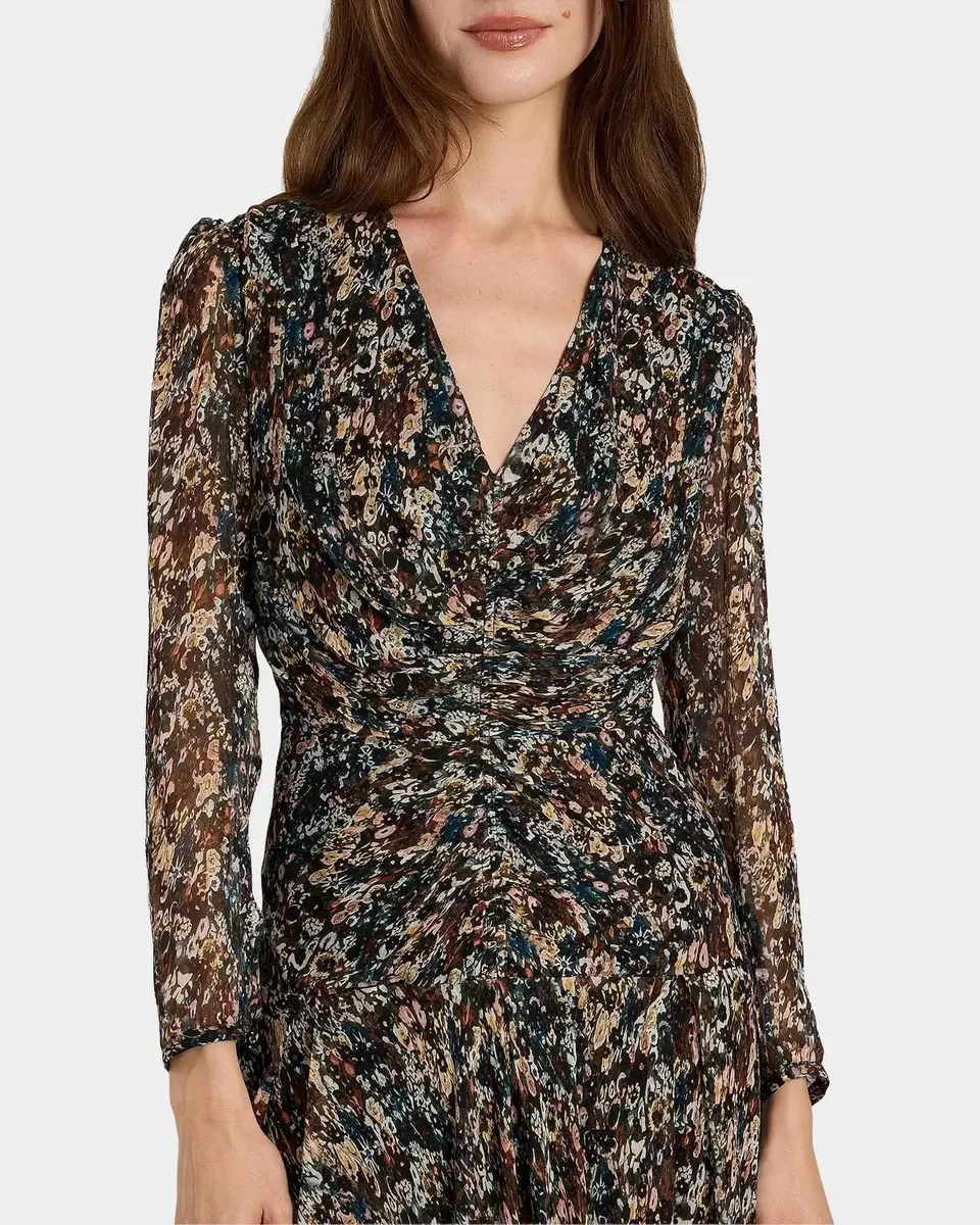 Santorelli Ruched Abstract-Print Midi Dress | Thumbnail 4 Santorelli Ruched Abstract-Print Midi Dress | Thumbnail 4